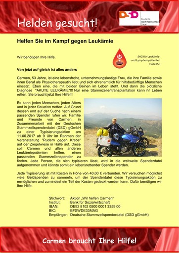 Plakat Wir suchen Helden im Kampf gegen Leukämie