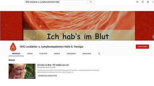 YouTube-Kanal der Selbsthilfegruppe Ich hab’s im Blut