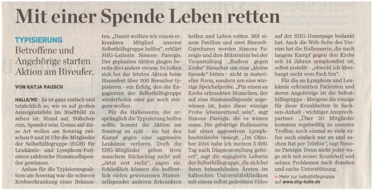 Artikel der Mitteldeutschen Zeitung vom 9. Juni 2017